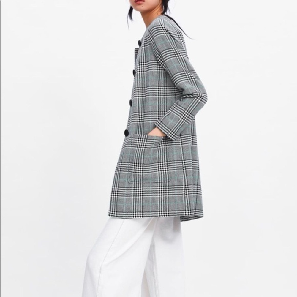 Zara | Houndstooth Duster Coat Size Large
